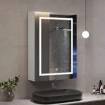 Rosahqnda bathroom mirror cabinet wardrobe with adjustable shelf and open storage space - Image 5