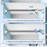 Up To 5M Long Shower Curtain Rod Adjustable Stainless Steel - Image 5