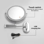 8 inch Makeup Mirror Chrome 3x/5x/7x/10x Magnifying Double Side USB - Image 6