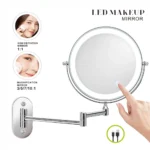 8 inch Makeup Mirror Chrome 3x/5x/7x/10x Magnifying Double Side USB