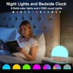 Digital Alarm Clock with Sunrise Simulation Dimmable Night Light White Noise Sound - Image 3