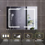 Rosahqnda bathroom mirror cabinet wardrobe with adjustable shelf and open storage space - Image 2