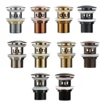 Pop Up Drain Button Bathroom Sink Plug Drainer Siphon Waste Stopper Wash Basin Faucet Accessory Washbasin Pipe Black Gold Rose - Image 4