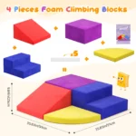4 Pieces Soft Foam Climbing Blocks Suede Cover Safe Kids - Image 3