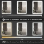 Dimmable LED Bathroom Mirror 80x60cm, Anti-Fog with Memory Function - Image 4