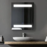 bathroom cabinet with mirror and LED light - 2 shelves 50x15x60 cm