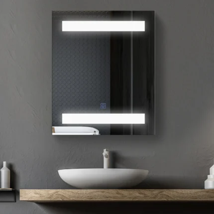bathroom cabinet with mirror and LED light - 2 shelves 50x15x60 cm