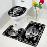 Blue Floral Bath Set Skeleton Halloween Black Carpet Bathroom - Image 5