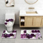 3-piece set  bathroom U-shaped toilet mats absorbent - Image 3