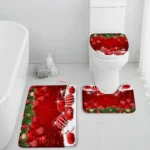 Red Christmas Bath Mat Set Green