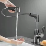 Pull Out Lift Kitchen Faucet 360° Rotatable Bathroom Basin