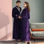 Autumn and Winter Warm Long Coral Velvet Thick Couple Bath Bathrobes - Image 3