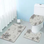 3-Piece Floral Bath Mat Set - Soft Flannel Non-Slip Bath