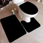 Black Bath Mat Set Modern Solid Colour Home