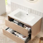 Mounted Bathroom Sink with White Rectangular Ceramic Basin - Image 2