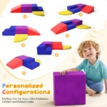 4 Pieces Soft Foam Climbing Blocks Suede Cover Safe Kids - Image 2