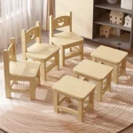 Solid Wood Children's Backrest Chair Cute Smiley Face - Image 3