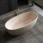 Artificial Stone Freestanding Bathtub, 1.7m Egg-Shaped Double - Image 2