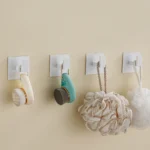 White Wall Hook Adhesive Towel Holder No Drill Bathroom Hanging Robe Coat Rack Door Clothes Hanger Kitchen Organizer Accessories - Image 4