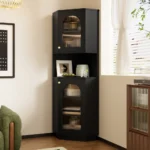 Bathroom Cabinet with Light Bar, Corner Cabinet - Image 4