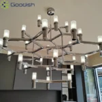 Metal Glass Ceiling Light Geometric Multi-Light Adjustable Lamp for Living