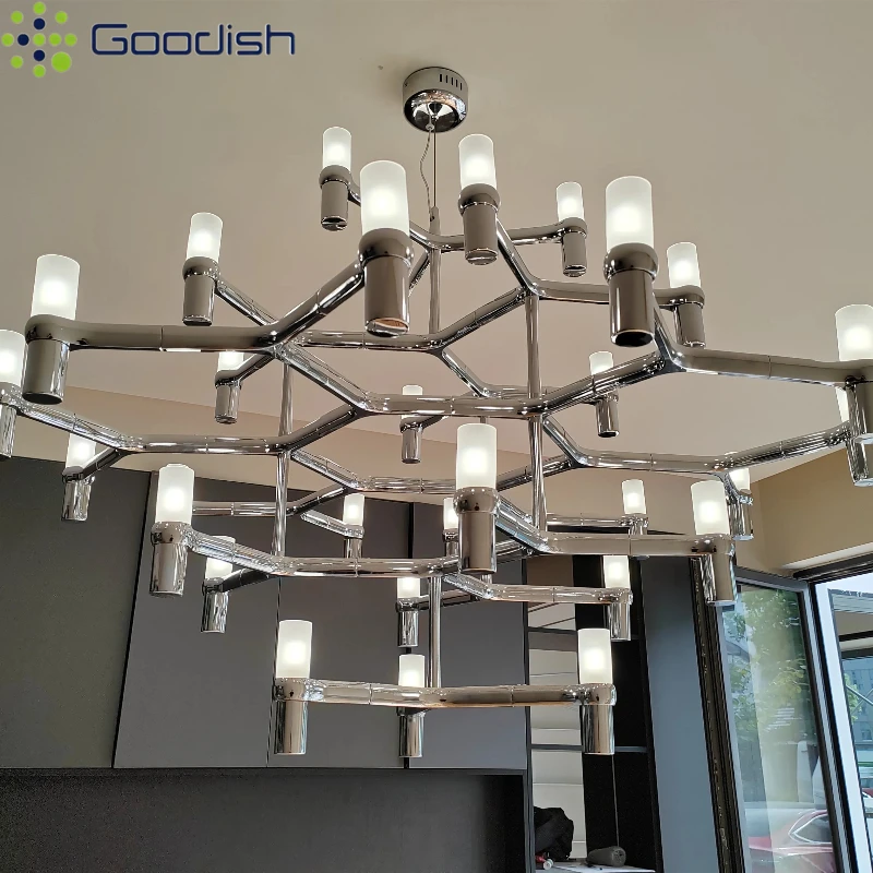 kf-S33bc4200dd214ab6a8c61535889340eaA Metal Glass Ceiling Light Geometric Multi-Light Adjustable Lamp for Living - Image 1