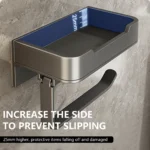Toilet Paper Holder Space Aluminum Wall Mounted Black Toilet Paper Roll Holder Bathroom Accessories Hardware Decor Storage Shelf - Image 6
