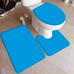 Black Bath Mat Set Modern Solid Colour Home - Image 3