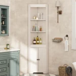 Bathroom tall cabinet, three open storage compartments