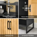 washbasin under wardrobe 60 cm wide with bamboo door - Image 4