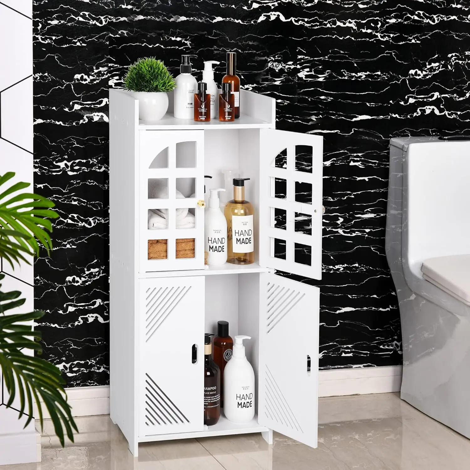 kf-S593c1b4cbdce435aac0e84846b0fe81aA Bathroom floor storage cupboard, waterproof bathroom cupboard - Image 1
