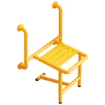 Folding Shower Seat Wall Mounted with Grab Bar, Stainless Steel Fold Down