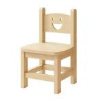 Solid Wood Children's Backrest Chair Cute Smiley Face - Image 5