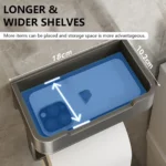Toilet Paper Holder Space Aluminum Wall Mounted Black Toilet Paper Roll Holder Bathroom Accessories Hardware Decor Storage Shelf - Image 3