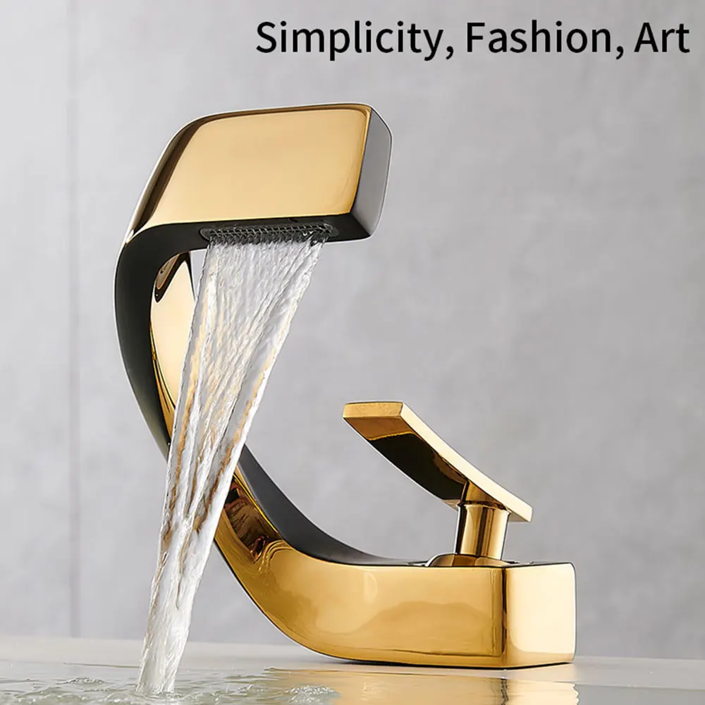 kf-S664bc4cb39044bd9a407e0feaebd1c79q Bathroom Deck Mounted Basin Faucet Black Sink - Image 1