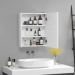 bathroom cabinet with mirror and LED light - 2 shelves 50x15x60 cm - Image 4