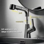 Pull Out Lift Kitchen Faucet 360° Rotatable Bathroom Basin - Image 2