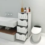 White Column Bathroom Cabinet, 4-Layer Drawer Bathroom Storage