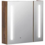 bathroom mirror cabinet with LED light 2 doors touch switch 70x15x65cm - Image 2