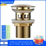 Pop Up Drain Button Bathroom Sink Plug Drainer Siphon Waste Stopper Wash Basin Faucet Accessory Washbasin Pipe Black Gold Rose
