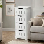 White Column Bathroom Cabinet, 4-Layer Drawer Bathroom Storage - Image 3