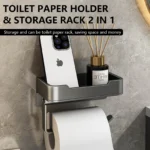 Toilet Paper Holder Space Aluminum Wall Mounted Black Toilet Paper Roll Holder Bathroom Accessories Hardware Decor Storage Shelf - Image 2
