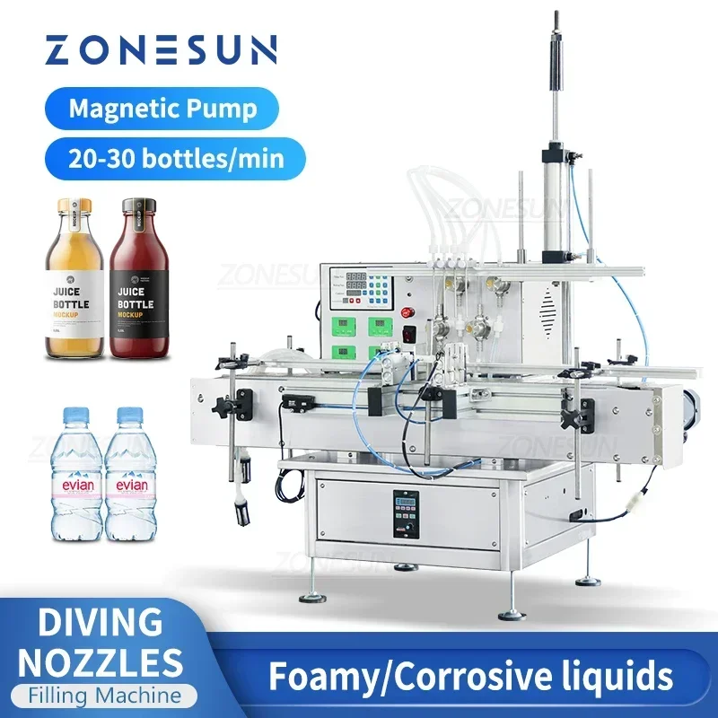 kf-S78efdc2740364f7ebae149fdcd155d99j ZONESUN ZS-DTMP4AL Benchtop Automatic Four Injectable Heads Foamy Soap Liquid Essential Oil Drink Juice Bottle Filling Machine - Image 1