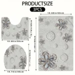 3-Piece Floral Bath Mat Set - Soft Flannel Non-Slip Bath - Image 5