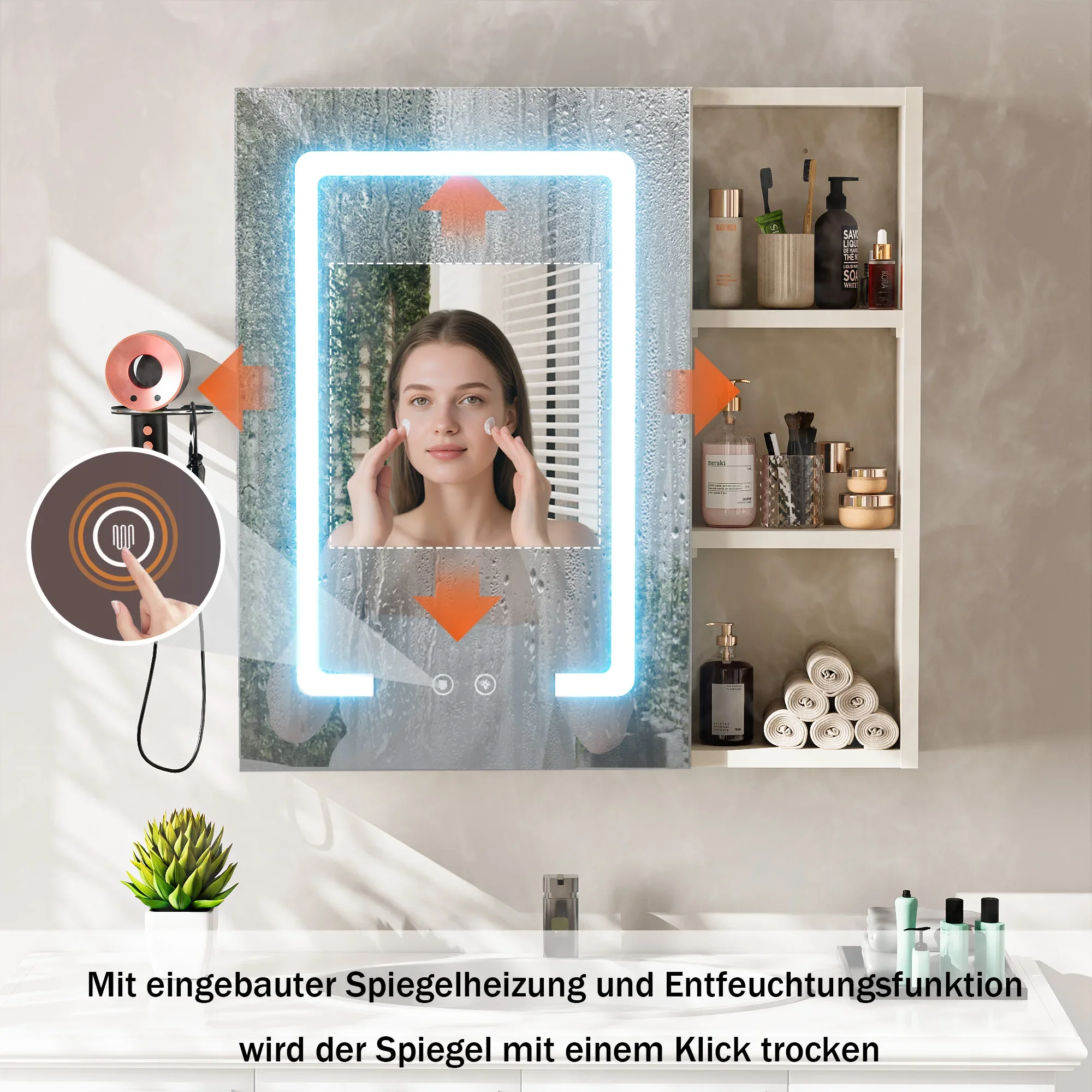 kf-S82ea399db06d4add9b05440ab7ce4fa7r Anti-Fog LED Vanity Mirror Bathroom Furniture Cabinet - Image 1