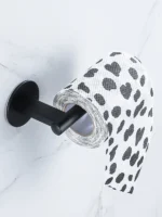 Black Strong Adhesive Toilet Paper Holder Bathroom Aluminum - Image 3