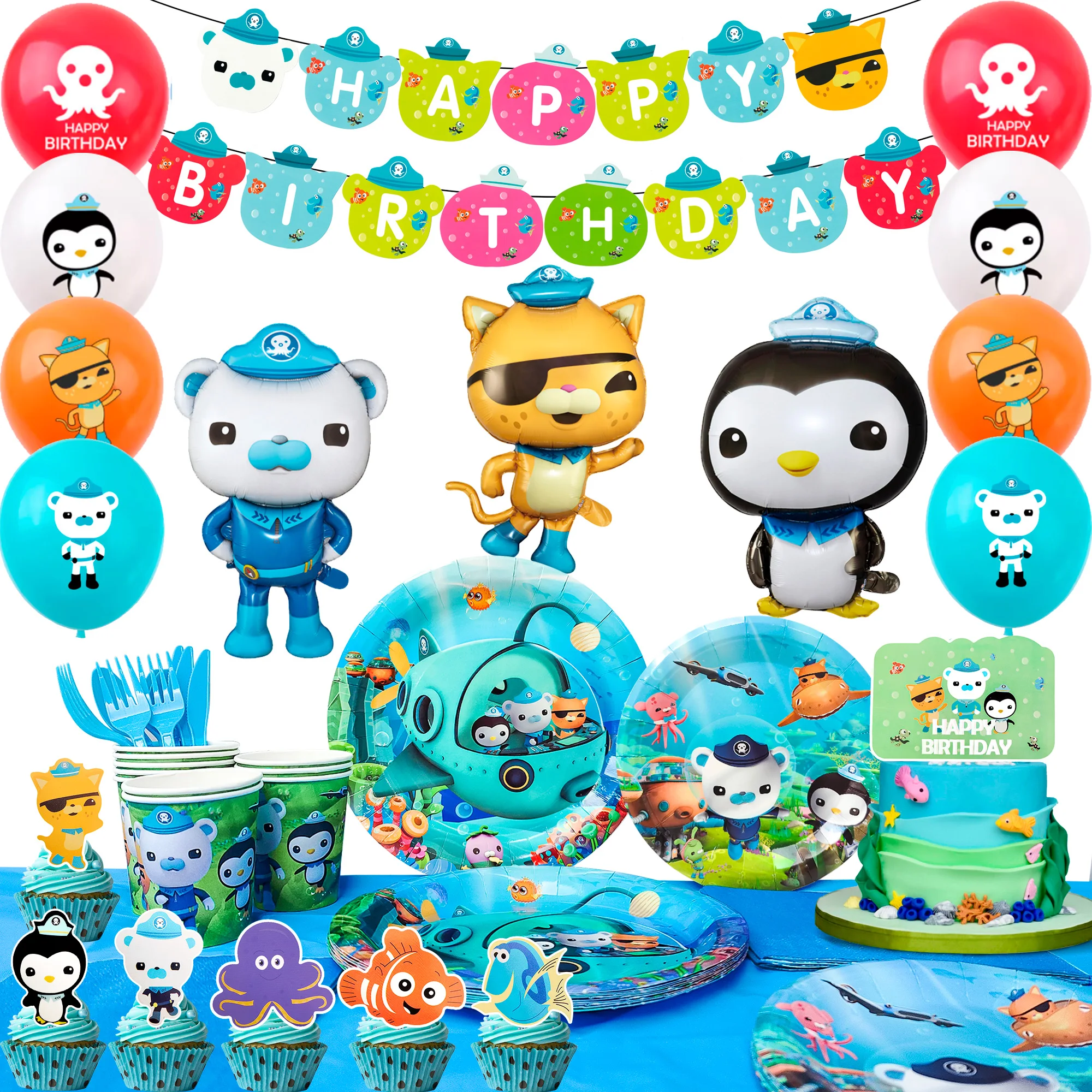 kf-S88cb4f961e884e5899c93c305e3b4e12k Octonauts Birthday Decorations,114pcs Party Supplies - Image 1
