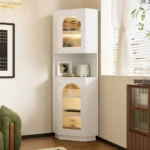Bathroom Cabinet with Light Bar, Corner Cabinet - Image 2