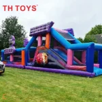 Disco theme inflatable obstacle course bouncer slide combos sport games for kids adults