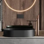 black bathroom faucet round hand washing toilet - Image 2